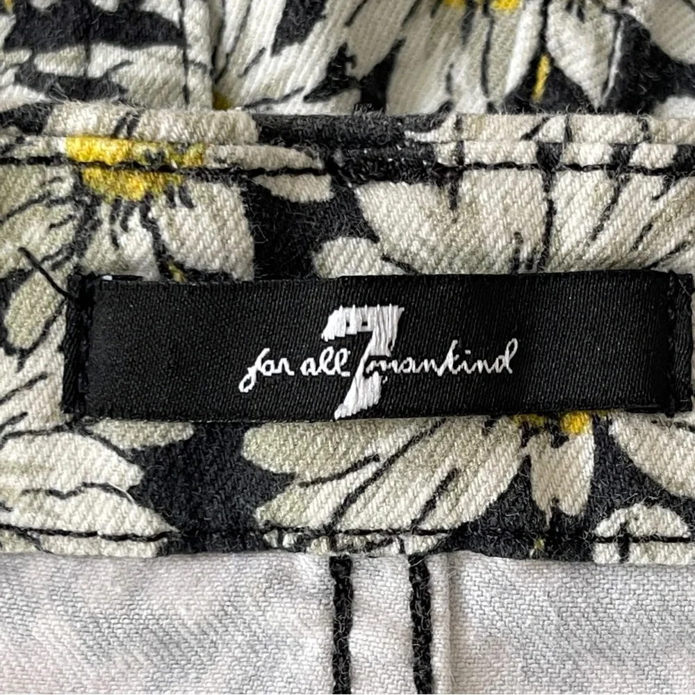 Seven 7 For All Mankind Skinny Jeans Black Daisy Floral Jeans Size 24 Stretchy - Picture 8 of 11